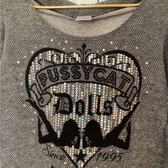 Y2K RARE VTG PCD Casino Graphic Sequins Cropped Hoodie Sweater | S/M - Picture 4 of 5